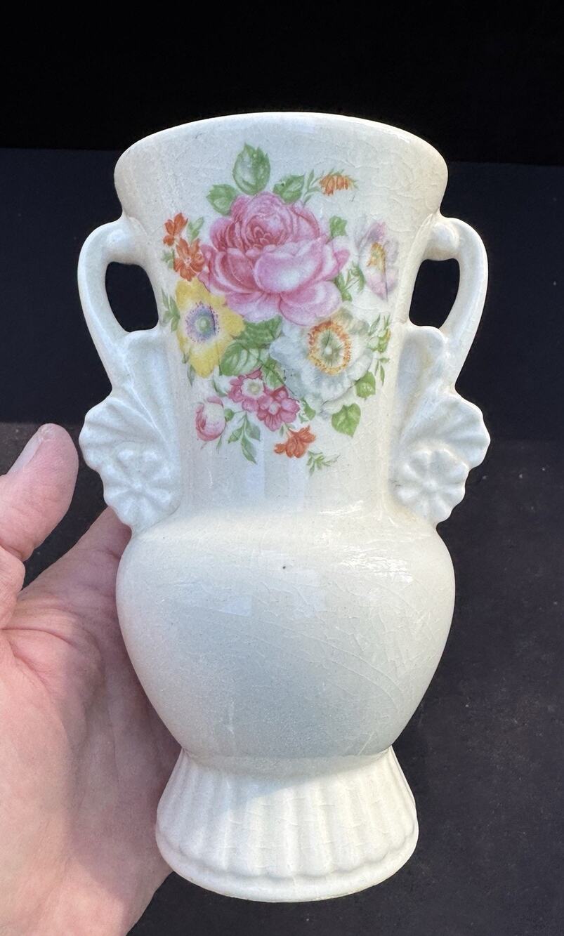 Lovely Vintage Royal Copley Two Handled Vase TO13